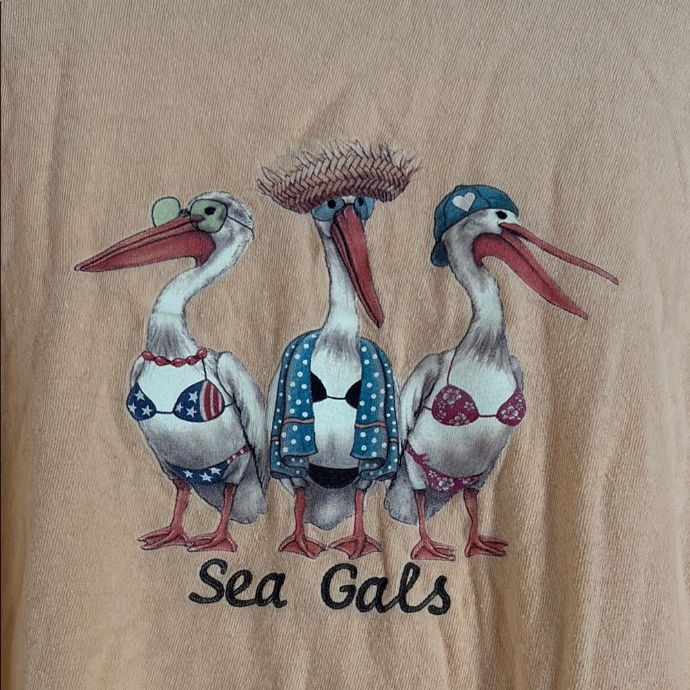 Peach Graphic T-Shirt with Sea Gulls - Picture 5 of 12
